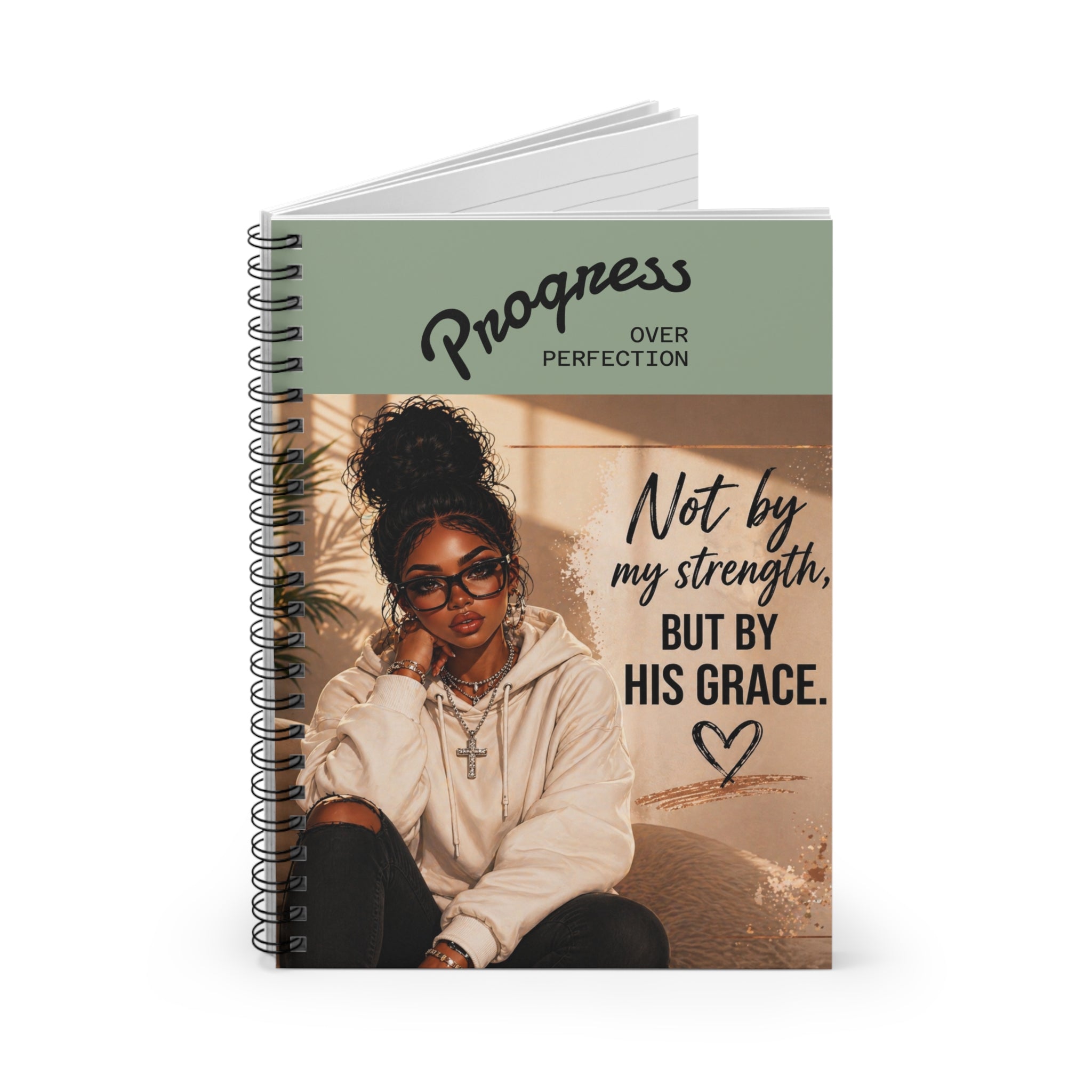 Not by My Strength, But by His Grace — Inspirational Spiral Notebook journal