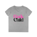 Gods Child V-Neck T-Shirt — Retro Script Faith Tee for Women