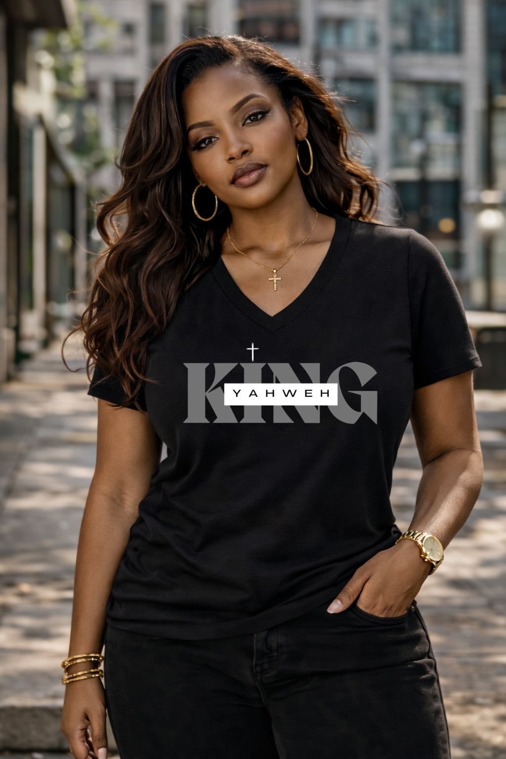 King Yahweh V-Neck T-Shirt