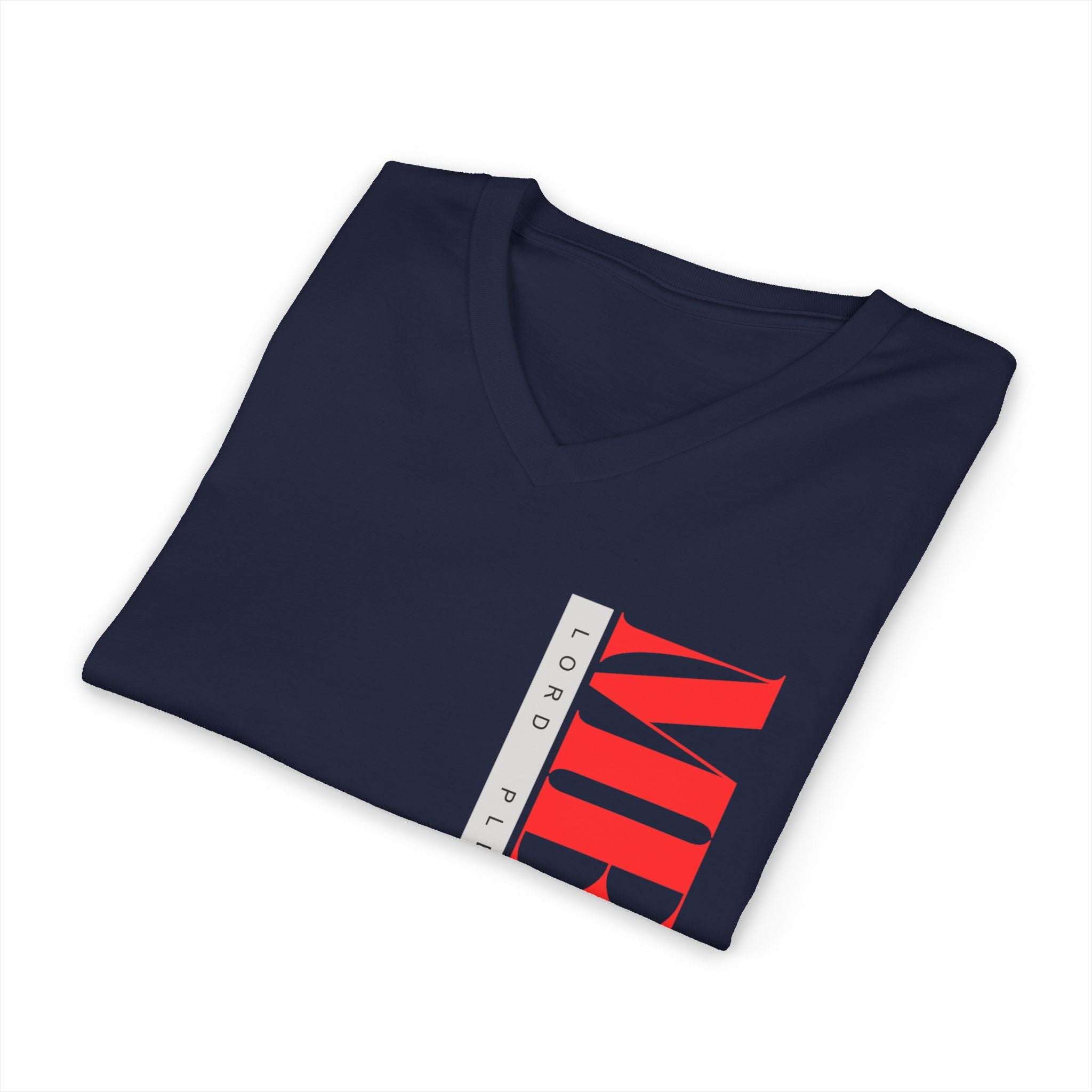 Mercy Text Print Tee | Bold Red Lettering V-Neck Shirt