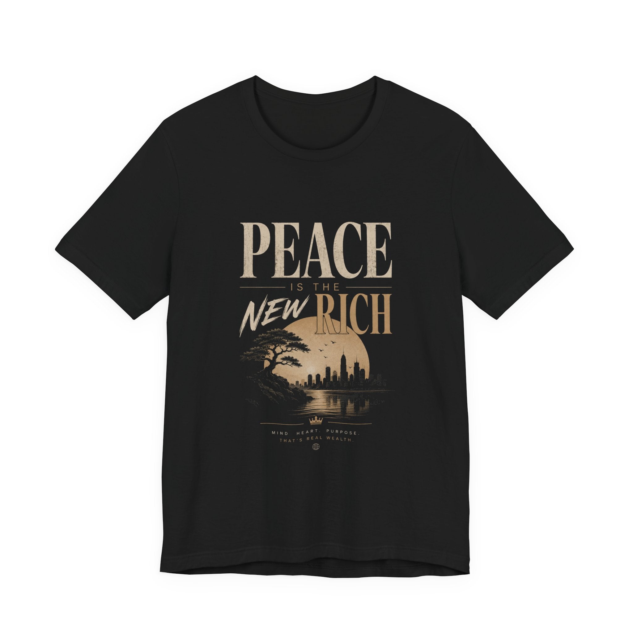 Peace Is the New Rich Tee — Vintage Sunset Graphic T-Shirt